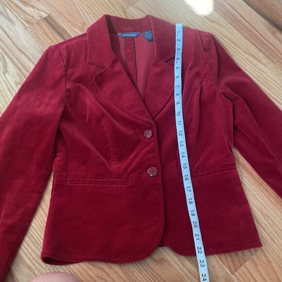Hillard & Hanson Women's Peplum-Back Corduroy Blazer dark red rust - Picture 4 of 5